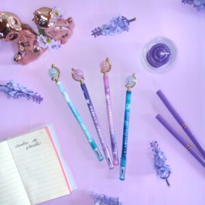 Caneta em gel de planeta de cristal, tinta preta