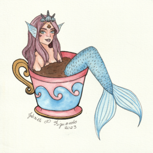 Sereia no chá (releitura do desenho da Eloiza Pereira), 2023