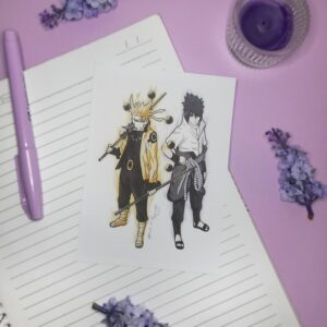 Print econômico, Naruto e Sasuke, A6, 120g