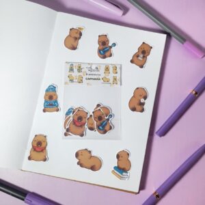 Kit com 8 adesivos Capivara
