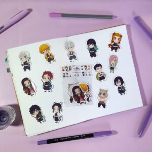 Kit com 13 adesivos Demon Slayer